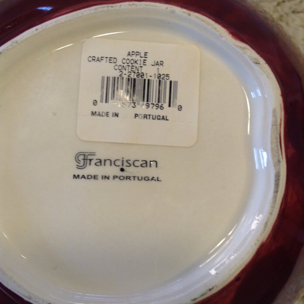 VTG Franciscan Apple Cookie jar leaf accents Made in Portugal Cabincore Kitschy - Picture 5 of 5